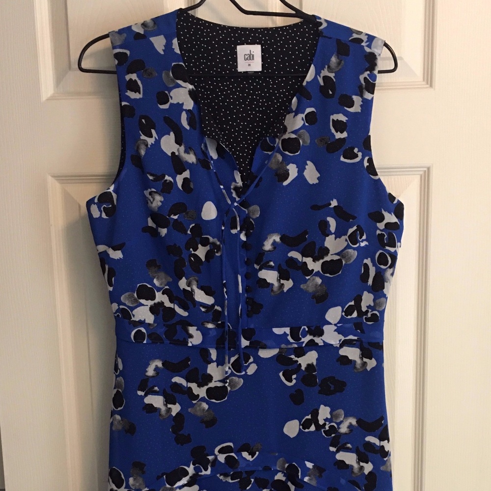 CAbi shark bite hem, sheer lined, sleeveless, sz M